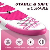Planche de paddle gonflable tout-terrain en PVC et EVA, souple, rose, avec accessoires – Offre spéciale