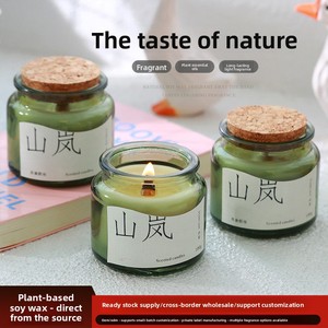 Vela Aromática de Lujo al por Mayor en Frasco de Vidrio Verde con Tapa de Corcho, Vela de Cera de Soja para Decoración del Hogar, Regalo - Product Image 4