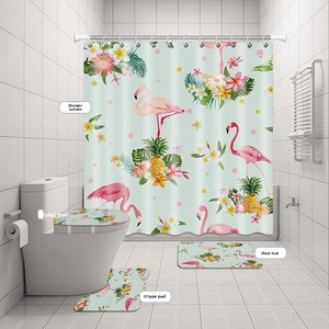 Flamingo Group imprimé salle de bain <span class=keywords><strong>rideau</strong></span> de douche ensemble supports transfrontaliers livraison directe couverture de bain <span class=keywords><strong>rideau</strong></span> de séparation - Product Image 4