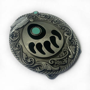 Hebilla de cinturón de pata de oso pintada decorativa hebilla chapada ornamental de plata antigua occidental para cinturón de cuero - Product Image 3