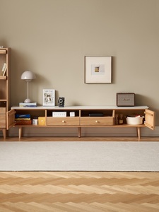 <span class=keywords><strong>Mueble</strong></span> para <span class=keywords><strong>TV</strong></span> A1083 de Estilo Nórdico Moderno, <span class=keywords><strong>Madera</strong></span> Maciza de <span class=keywords><strong>Roble</strong></span> Natural y Color Nogal Negro, con Superficie de Piedra Sinterizada - Product Image 4