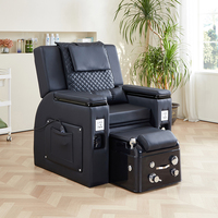 Fauteuil de Pédicure Spa Luxe Noir Réglable et Inclinable avec Massage Électrique et Bain de Pieds à Hydromassage pour Salon de Manucure