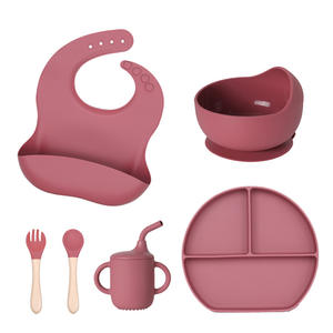 Produits d'alimentation pour bébé en silicone 6 en 1 : assiette à ventouse sans BPA, bavoir, cuillère, bol, vaisselle pour enfant et tout-petit - Product Image 6