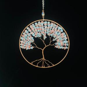 Piedra colorida Árbol de la vida tejido hogar regalo cobre seda grava colgante tallado a mano cristal Chip <span class=keywords><strong>Jade</strong></span> y amatista modelo artesanal - Product Image 6