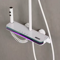 Ensemble de douche moderne en aluminium avec affichage numérique LED 4 fonctions, thermostatique, finition canon de fusil, pour massage et jet complet