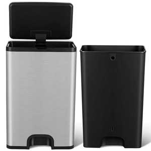 Cubo <span class=keywords><strong>de</strong></span> <span class=keywords><strong>Basura</strong></span> Inteligente <span class=keywords><strong>de</strong></span> Acero Inoxidable <span class=keywords><strong>de</strong></span> 50L, con Apertura Superior, Manos Libres, para Cocina y Hogar, en Oferta - Product Image 3