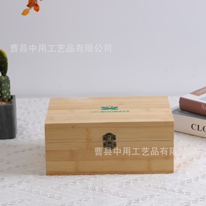 Caja de almacenamiento de madera rectangular Sir Boobatz con logotipo para organizar el escritorio y el té - Product Image 4