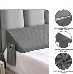 <span class=keywords><strong>Coussin</strong></span> <span class=keywords><strong>de</strong></span> <span class=keywords><strong>lit</strong></span> triangulaire sur mesure - Housse lavable en tissu 100% polyester avec poche <span class=keywords><strong>de</strong></span> rangement et oreiller <span class=keywords><strong>de</strong></span> <span class=keywords><strong>tête</strong></span> <span class=keywords><strong>de</strong></span> <span class=keywords><strong>lit</strong></span> - Product Image 2