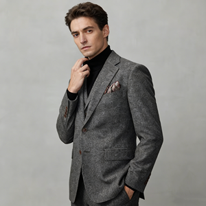 Abito da <span class=keywords><strong>Uomo</strong></span> Italiano Personalizzato OEM, <span class=keywords><strong>Completo</strong></span> a 2 Pezzi per Matrimonio, Vestito Slim Business Premium in Lana Grigia per <span class=keywords><strong>Uomo</strong></span> - Product Image 1