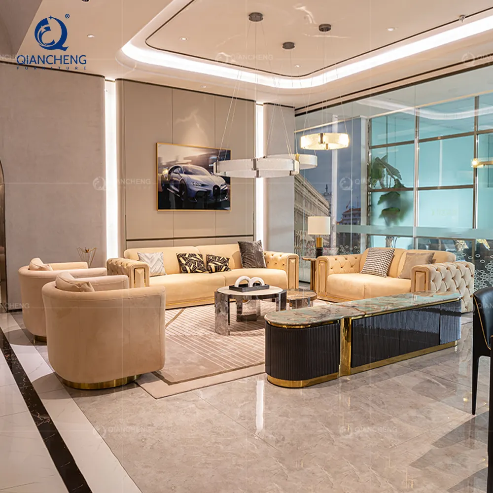 Cina all'ingrosso prezzo di fabbrica moderna divano divano in pelle set moderno fornitura di fabbrica fornitore dorato divano in stile marocchino divano