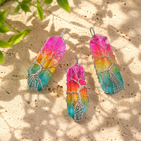 Pendentif Arbre de Vie en Quartz Arc-en-ciel Naturel 7 Chakras, Breloques en Pierres Précieuses Énergétiques de Guérison Reiki pour la Fabrication de Colliers et Bijoux