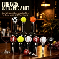 Ensemble de bouchons à vin SHUNSTONE pour entreprise, 6 pièces, bouchons à vin personnalisés sportifs dans une boîte de présentation transparente, cadeau pour entreprise