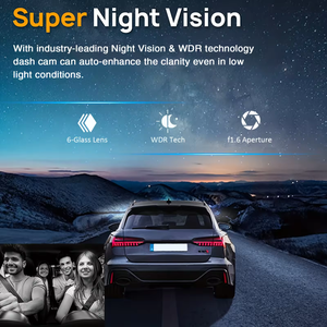 Nueva Cámara de Video para Espejo Retrovisor de Vehículo con Doble Lente <span class=keywords><strong>HD</strong></span> 1080p de 3.16 Pulgadas, Visión Nocturna, Grabación de Video, Cámara para Tablero de Instrumentos Día/Noche - Product Image 4