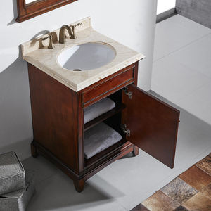 Modern <b>Free</b> <b>Standing</b> Solid Wood <b>Bathroom</b> Vanity Easy-Clean Surface <b>Mirror</b> Included Soft-Closing Hinges for Apartment Workshop - Product Image 6