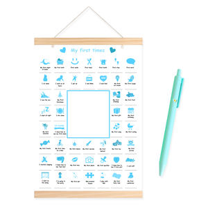 Langue personnalisée My First Times Baby Poster avec aimant Bâtons de bois Baby Shower New Parents Gift Toddler Milestone Memory Poster - Product Image 1