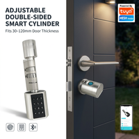 Serrure de porte intelligente Tuya WiFi à cylindre, longueur réglable, empreinte digitale, serrure numérique électronique sans clé pour la maison
