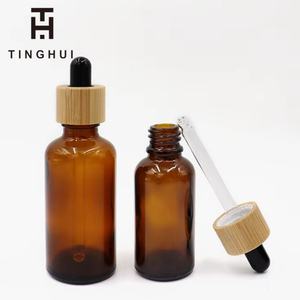 Bouteilles d'huile essentielle vides de 1 oz, 2 oz, 4 oz, 8 oz, 16 oz, 32 oz, en verre transparent ambré rond, avec compte-gouttes - Product Image 4