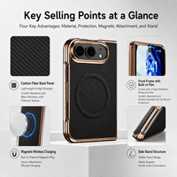 Étui de luxe magnétique en fibre de carbone pour iPhone 18 Fold avec protection d'écran en verre