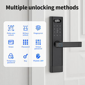 Serrure de <span class=keywords><strong>porte</strong></span> intelligente à reconnaissance faciale 3D avec déverrouillage par veine palmaire, écran intérieur WiFi Tuya, sécurité domestique pour <span class=keywords><strong>porte</strong></span> en bois - Product Image 5