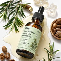 Huile Visage Réparatrice Bio à l'Arbre à Thé, Équilibre le Sébum, Apaise les Boutons Inflammés, Huile Végétalienne Non Comédogène pour Peaux Post-Acnéiques