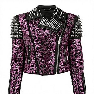 Studded Cowhide <b>Leather</b> Waterproof Casual <b>Men's</b> Biker <b>Jacket</b> Handmade Punk Spiked Studs Winter Plus Size Zipper Washed - Product Image 1