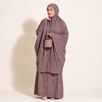 Ensemble de prière Mukena brodé pour femmes, pochette, vêtements modestes, vêtements islamiques