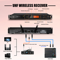 Sistem Mikrofon Nirkabel UHF Genggam 2-Kanal Profesional UX22 Portabel Jangkauan 50m Sensitivitas Tinggi Suara Jernih Hitam untuk Panggung
