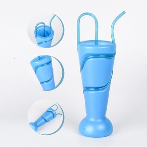 Gobelet de fête en plastique 600 ml avec paille intégrée, en plastique PP, couleur personnalisée, logo personnalisé, vente en gros - Product Image 1