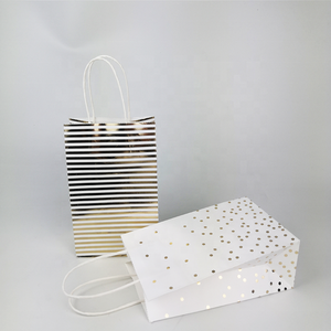 2022 New Gold Striped Hand-held Kraft <strong>Paper</strong> <strong>Bag</strong> with <strong>Unique</strong> <strong>Design</strong> - Product Image 5