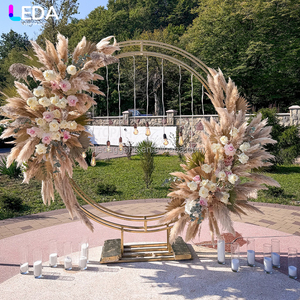 LEDA Wedding Decoration Custom Gold Metal Artificial Reed <b>Backdrop</b> <b>Stand</b> for Wedding Background Decoration - Product Image 4