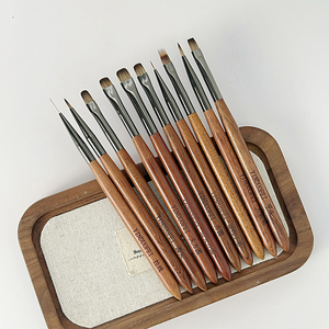 Wooden Handle <b>Builder</b> Gel Nail Brush Set Fine Liner Drawing Pen for Professional Nail Salon - Product Image 2
