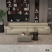 Ensemble de canapés modernes en cuir brun doré avec pouf et accoudoirs ailes, 3 couleurs disponibles, fabrication OEM/ODM