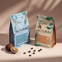 Pochette à fond plat imprimée sur mesure Sacs en plastique pour café Finition mate de qualité alimentaire Feuille d'aluminium Sac en mylar étanche à l'eau et à l'humidité