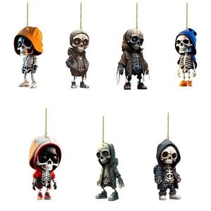 Figurine en acrylique, ornement suspendu pour voiture, artisanat 2026, statue squelette, sculpture gothique commémorative, décoration d'Halloween - Product Image 2