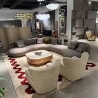 Ensemble de canapés modulaires en tissu de forme unique avec cadre en bois massif et éponge, certifié qualité supérieure, avec table basse pour salon