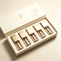 GOTOP Coffret cadeau rigide deux pièces pour gloss à lèvres, motif botanique en relief, finition crème mate, logo doré à chaud