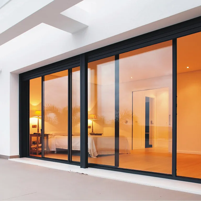 YY Windows High Quality Energy Efficient Aluminium Double Tempered Glass Patio 3 Rail Sliding Doors