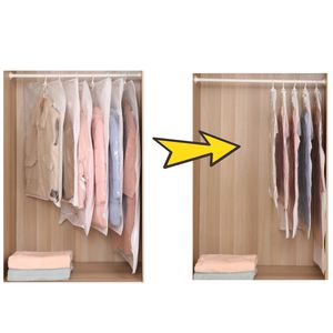 Sacs de rangement sous vide suspendus en plastique à double fermeture éclair Sacs de rangement pour couettes Sacs de rangement pour vêtements Organisateur de sacs sous vide pour économiser 75% d'espace supplémentaire - Product Image 6