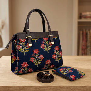 Conjunto de Bolsos de Mano de Lujo Vintage de 3 Piezas para Mujer, Bolso Tote con Estampado de Brocado Kalamkari, Bolsa de Mano a Juego, Correa Desmontable con Borlas, Portátil - Product Image 6
