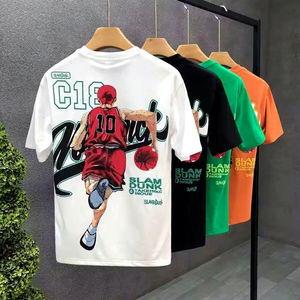 T-shirts pour hommes de haute qualité 100% coton imprimés d'ours, t-shirt surdimensionné épais, broderie personnalisée - Product Image 1