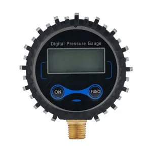 Manômetro digital para pneus de motocicleta e carro, medidor de pressão com resolução de 0,1psi, conexão inferior 1/4''NPT e protetor de borracha