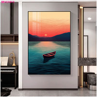 Peinture murale de paysage marin en porcelaine de cristal, art moderne pour salon, hôtel de luxe, thème coucher de soleil