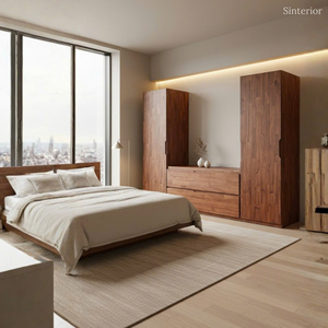 SINTERIOR SINGLE CABINET SOLID ACACIA WOOD MODULAR <b>WARDROBE</b> SYSTEM STORAGE CUPBOARD NATURAL WOODEN BEDROOM FURNITURE ARMOIRE UNI - Product Image 6