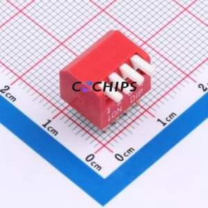 DSDP-04-R DIP Switch Through hole Component (THT) Switch Piano Key 4 2.54mm Red - Product Image 1
