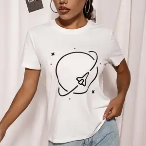 Tùy chỉnh in logo thoáng khí cộng với kích thước của phụ nữ T-Shirts với bản vẽ dài trắng