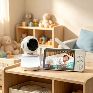 Portable 5 Inch IPS Baby Monitor Remote Pan Tilt Built-in Nursery <b>Lamp</b> Night Vision Two-Way Conversation - Product Image 1