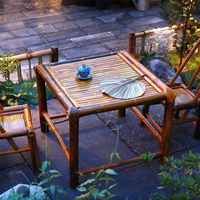 Ensemble table et chaises compactes modernes en bambou pour cuisine, usage extérieur, jardin, restaurant, café