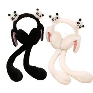 Cache-oreilles Airbag mobile Panda de dessin animé mignon Cache-oreilles d'hiver en peluche pour enfants