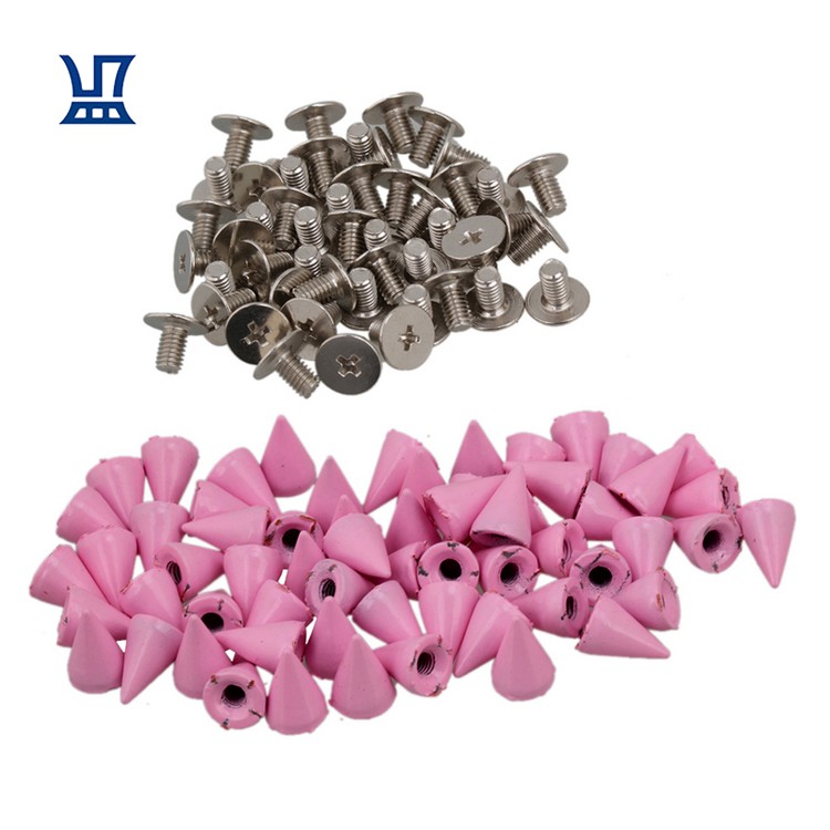 Бесплатная доставка, 50 шт., розовые заклепки-шипы BQLZR в стиле панк, конические заклепки в стиле панк, шипы в стиле панк для украшения одежды, обуви, сумок