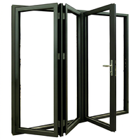 Porte pliante en verre à rupture de pont thermique insonorisée, 3 panneaux, pour patio résidentiel, en aluminium, avec verre isolant
